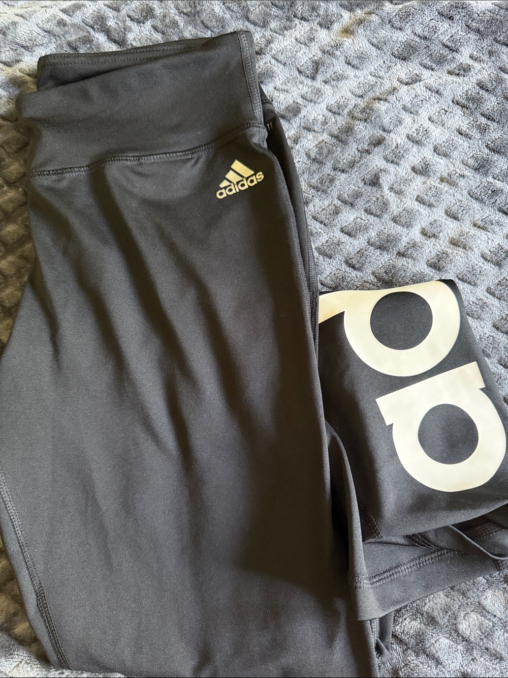 adidas Women’s Black Leggings with White Logo Size Medium